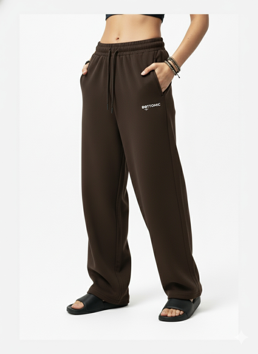Mystic Dark Cocoa Wide-leg Cotton Sweatpants