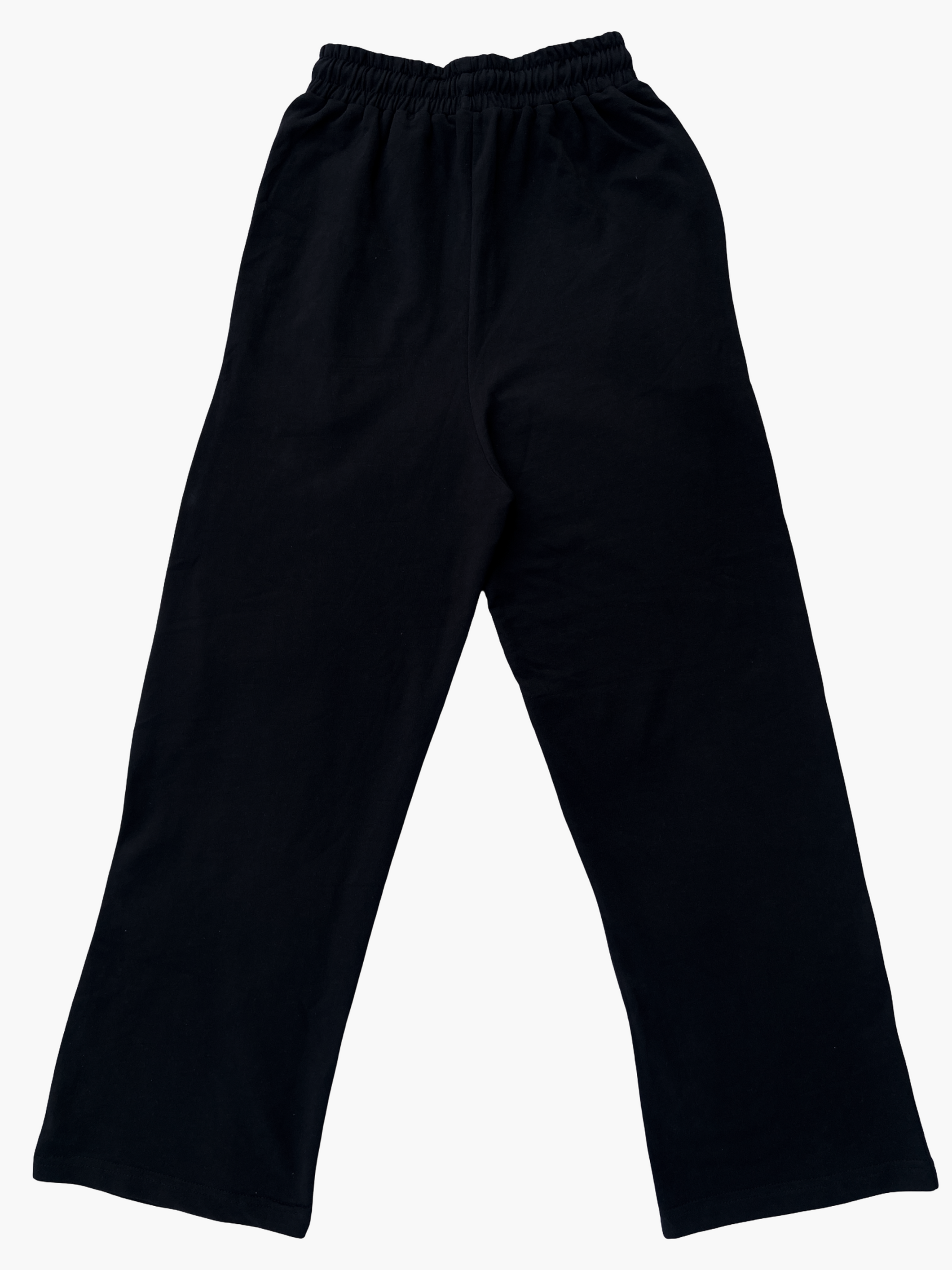 Luxe Black Wide-leg Cotton Sweatpants