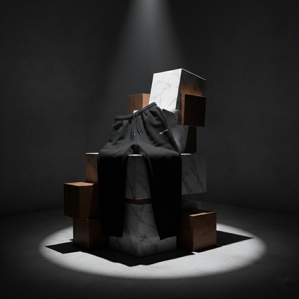 Luxe Black Wide-leg Cotton Sweatpants