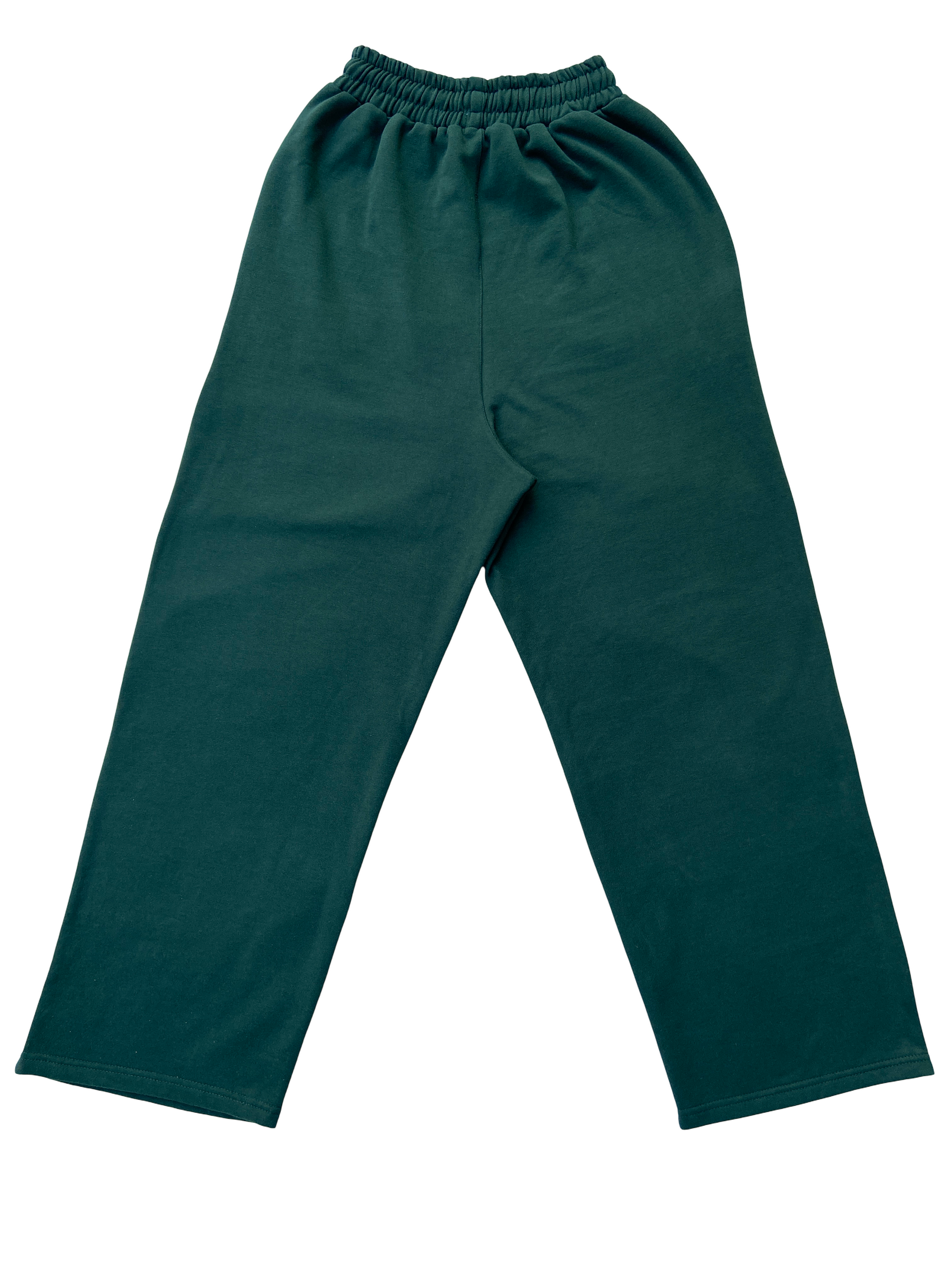 Royale Bottle Green Wide-Leg Cotton Sweatpants