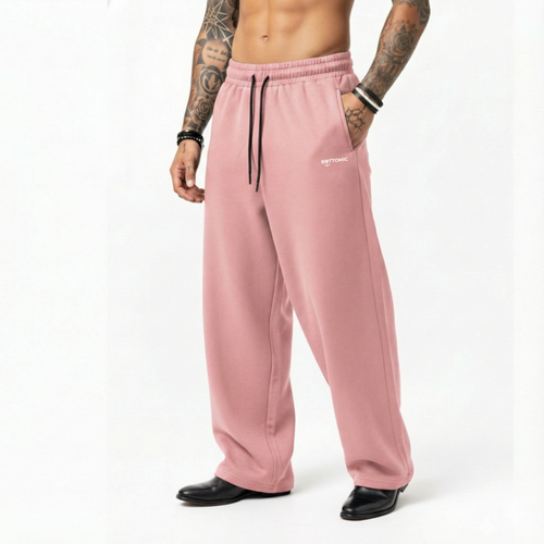 Mystic Pink Wide-leg Cotton Sweatpants