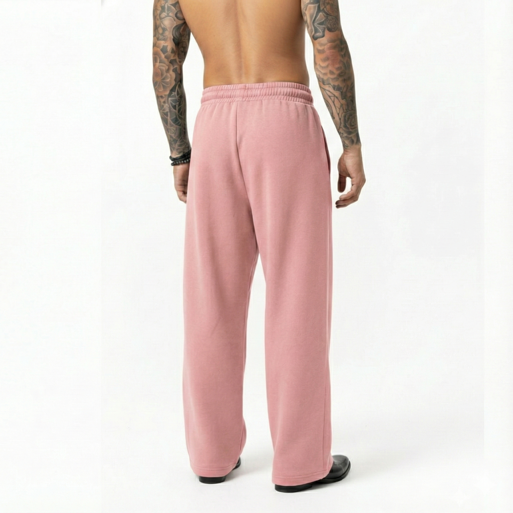 Mystic Pink Wide-leg Cotton Sweatpants