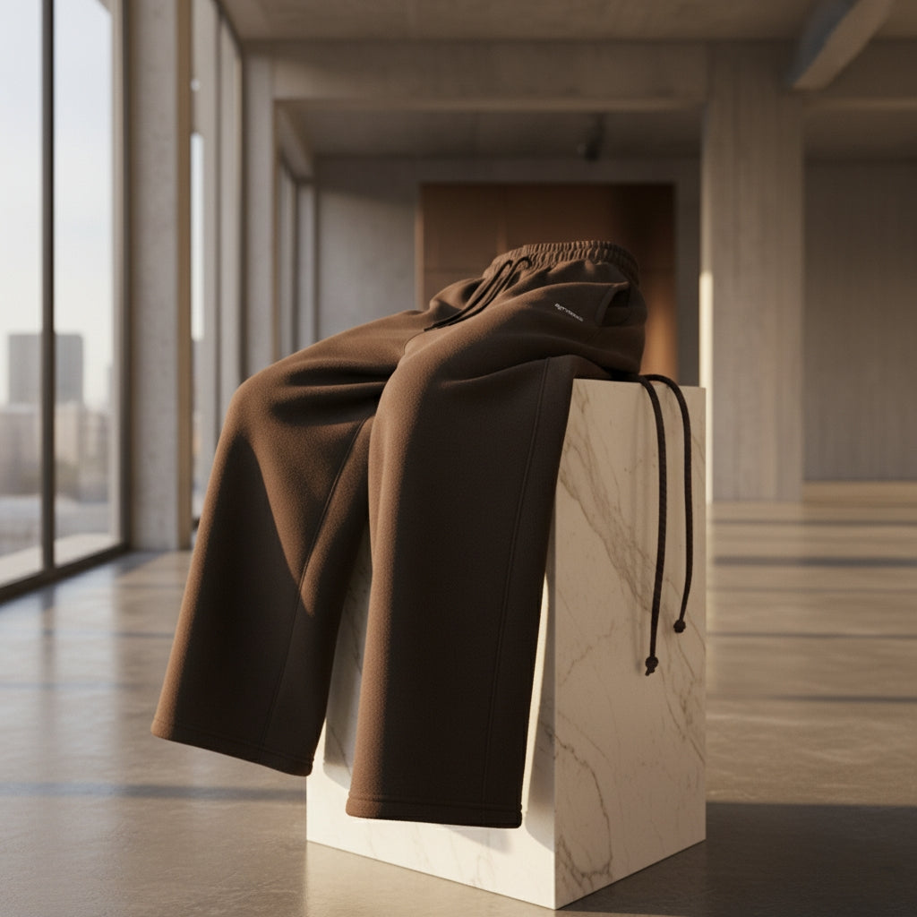 Mystic Dark Cocoa Wide-leg Cotton Sweatpants