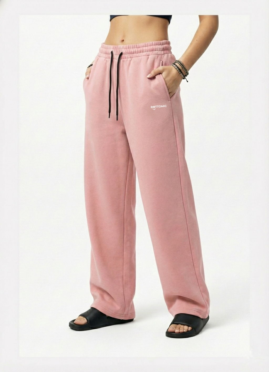 Mystic Pink Wide-leg Cotton Sweatpants