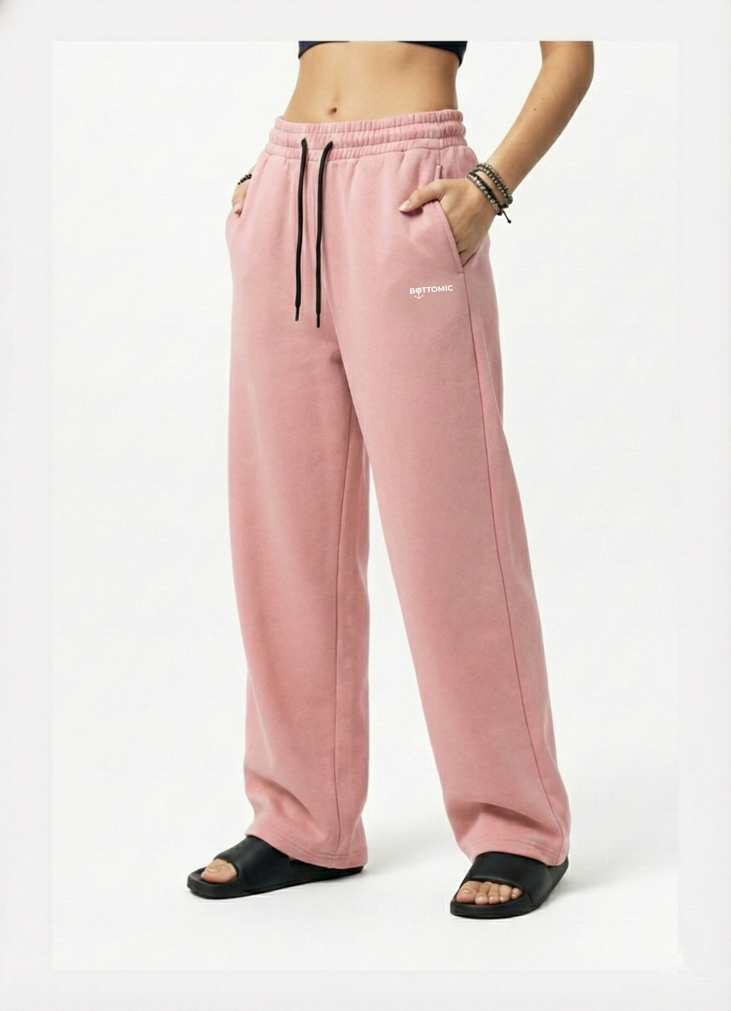 Mystic Pink Wide-leg Cotton Sweatpants