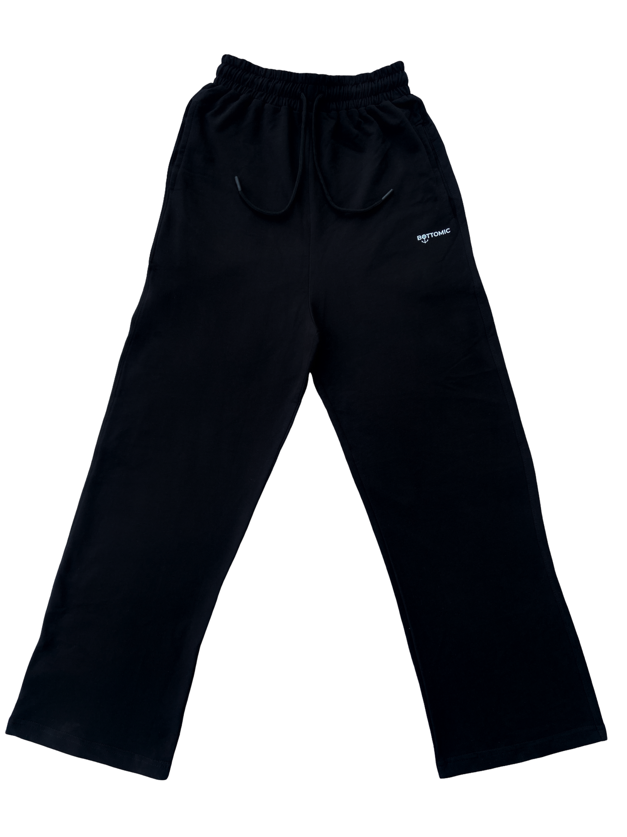 Luxe Black Wide-leg Cotton Sweatpants