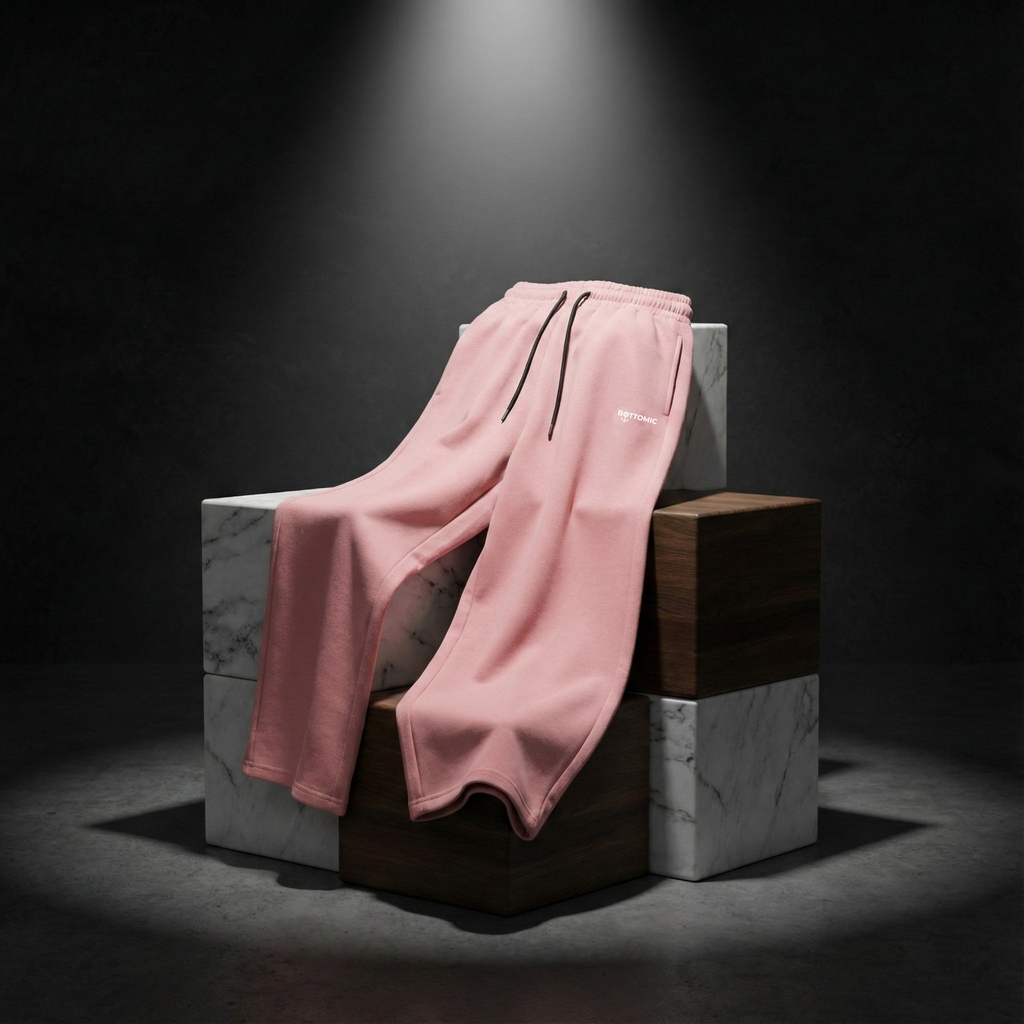 Mystic Pink Wide-leg Cotton Sweatpants