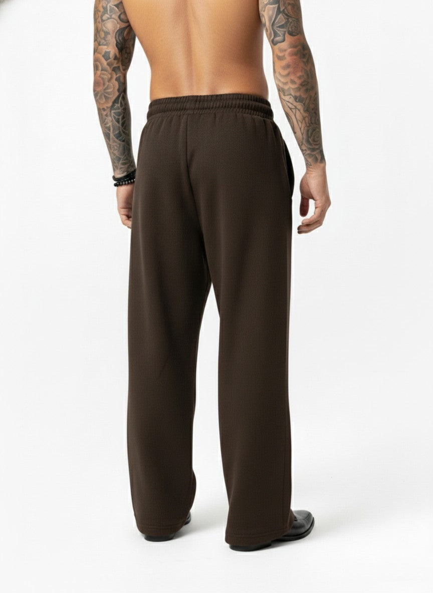 Mystic Dark Cocoa Wide-leg Cotton Sweatpants